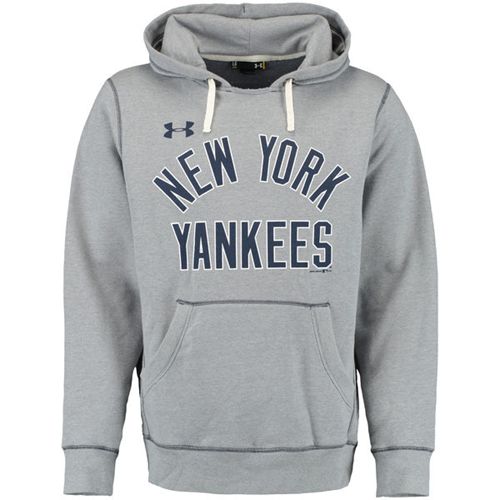 New York Yankees Under Armour Legacy Fleece Gray MLB Hoodie - Click Image to Close